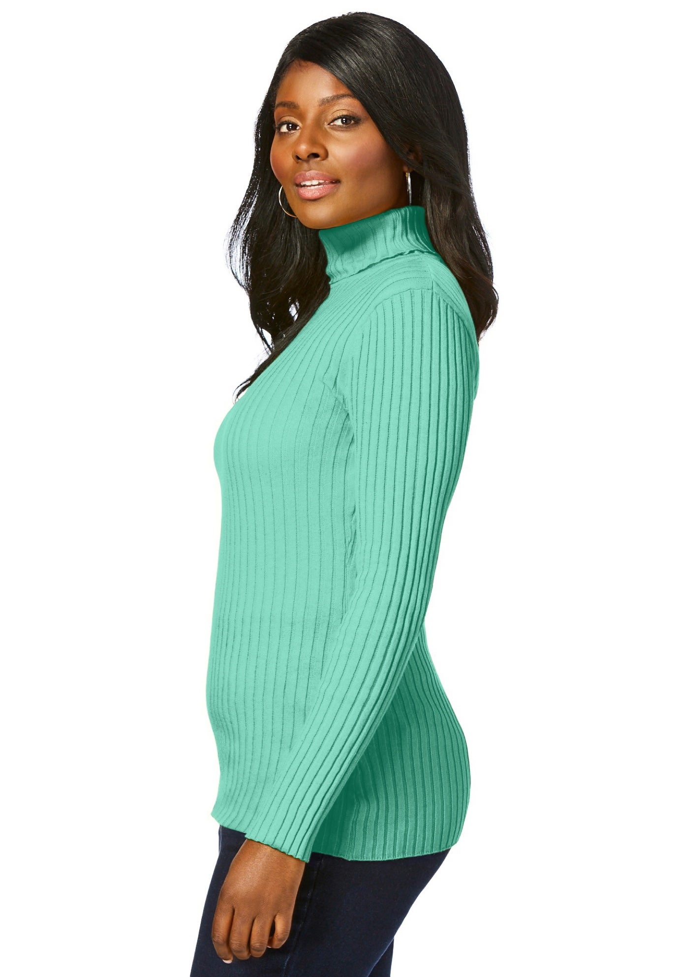 Ribbed Cotton Turtleneck Sweater image number 2