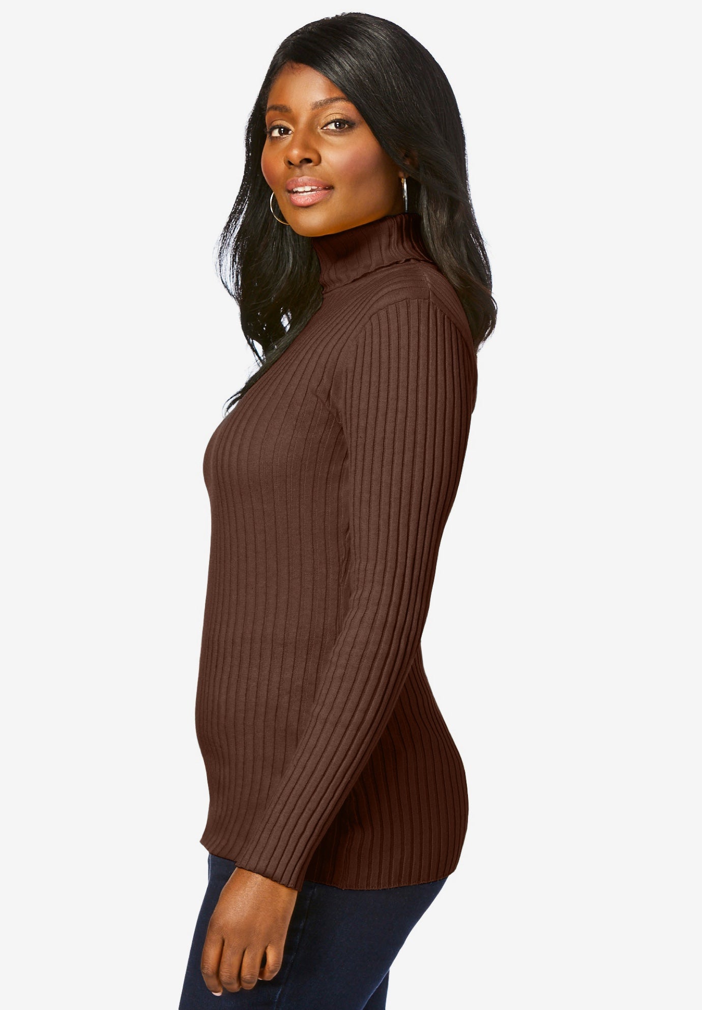 Ribbed Cotton Turtleneck Sweater image number 2