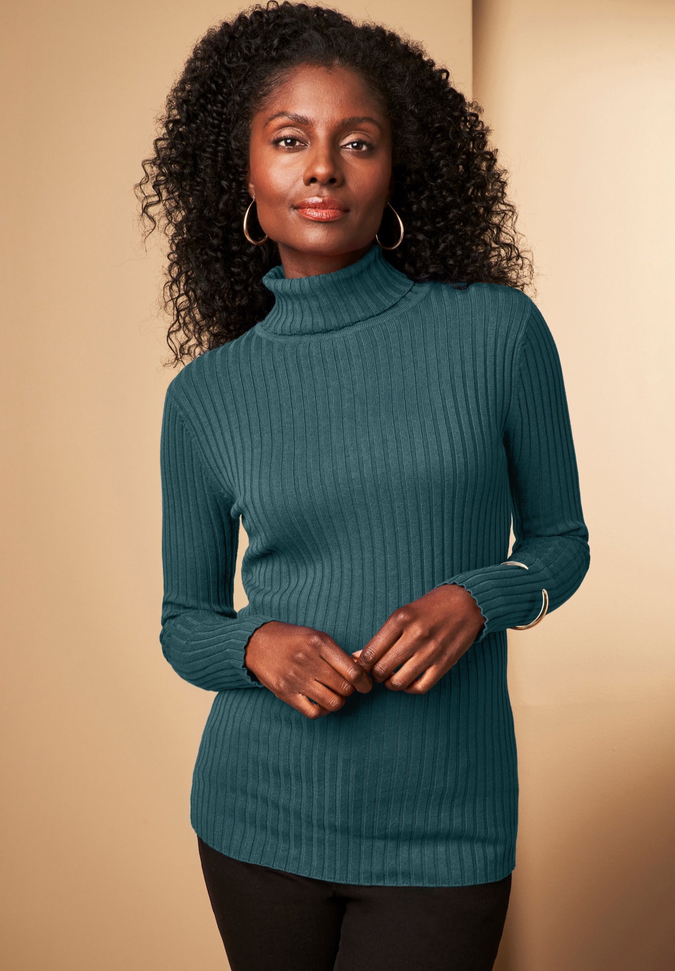Ribbed Cotton Turtleneck Sweater image number 0
