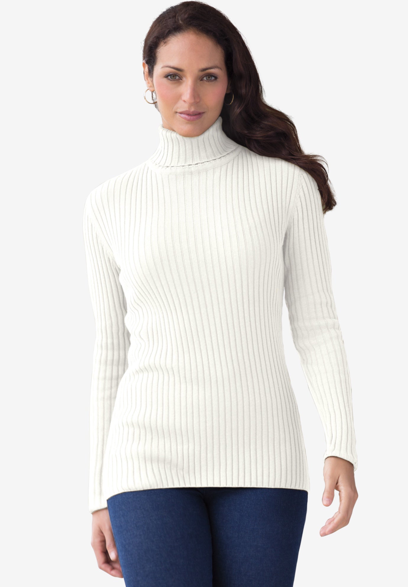 Ribbed Cotton Turtleneck Sweater image number 1