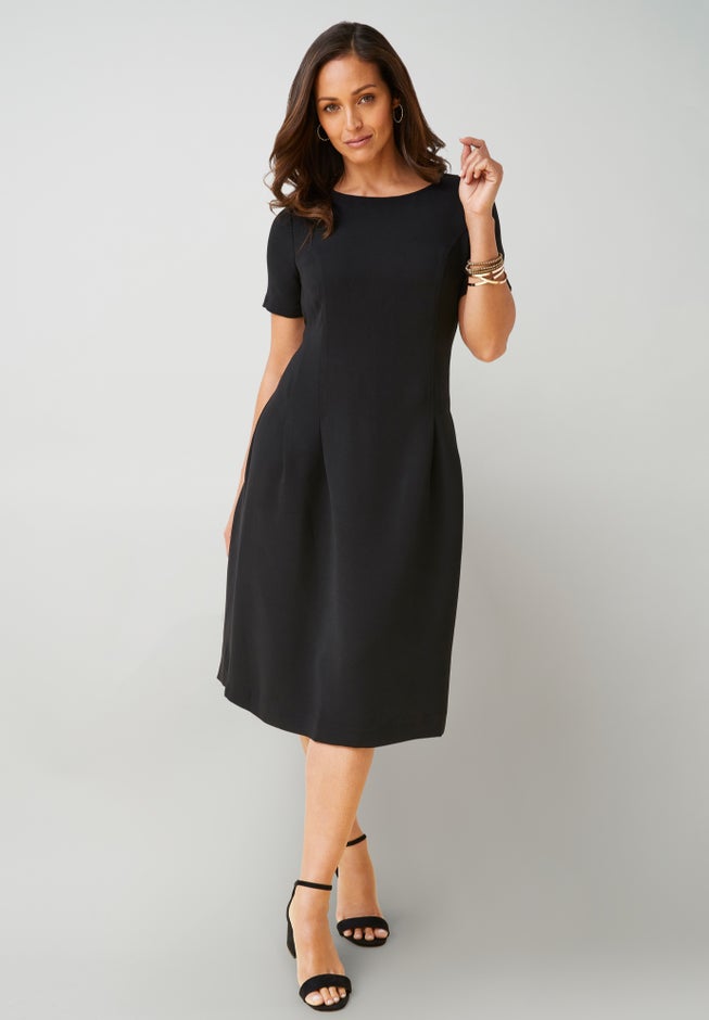 Work Fit & Flare Dress, Black | Jessica London Work Fit & Flare Dress, Black | Jessica London