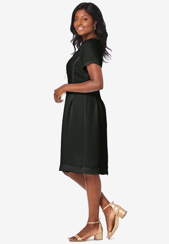 Work Fit & Flare Dress, Black | Jessica London Work Fit & Flare Dress, Black | Jessica London