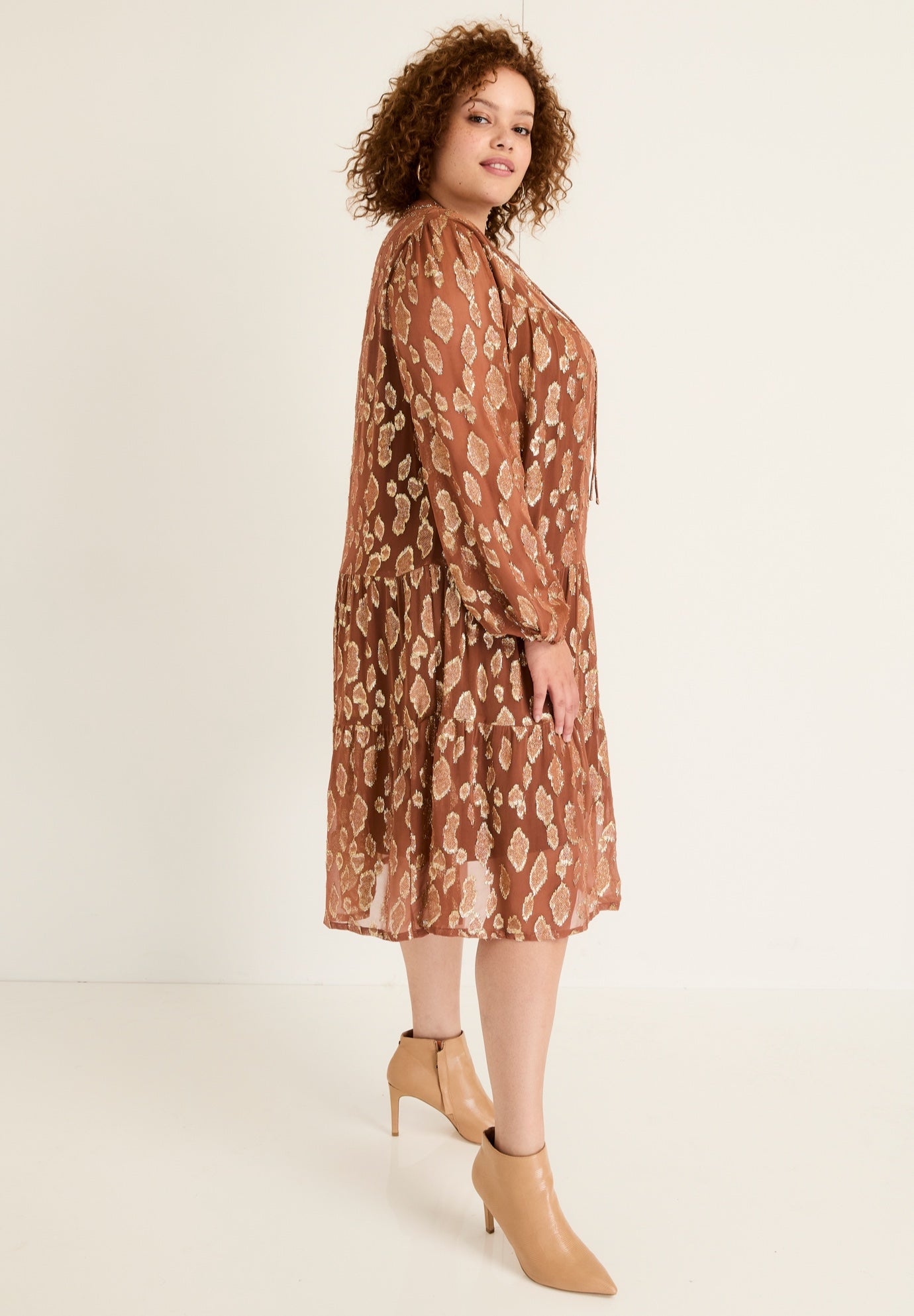 Coraline Metallic Print Georgette Dress image number 2