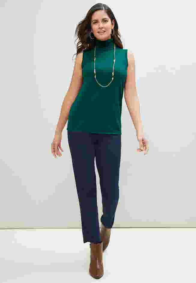 Cotton Cashmere Sleeveless Turtleneck Shell image number 3