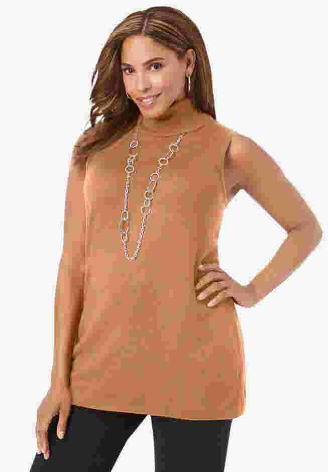 Cotton Cashmere Sleeveless Turtleneck Shell image number 0
