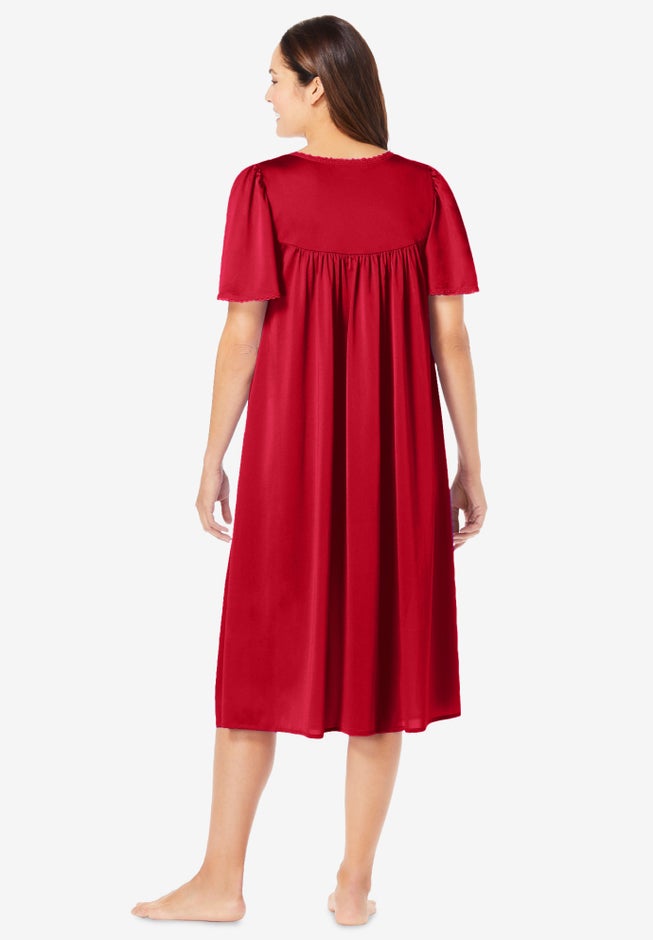 Short Silky Lace-Trim Gown image number 1