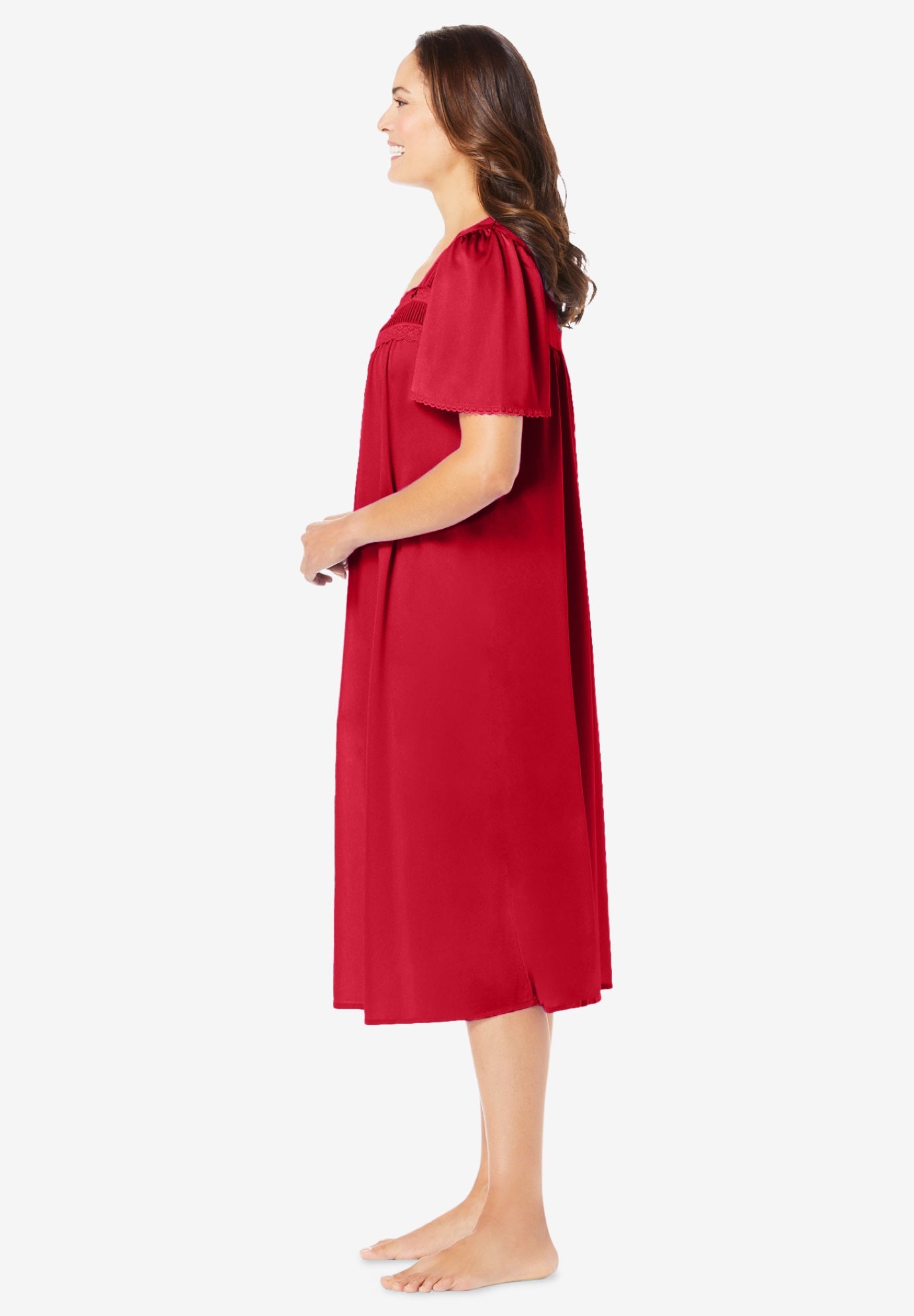 Short Silky Lace-Trim Gown image number 2