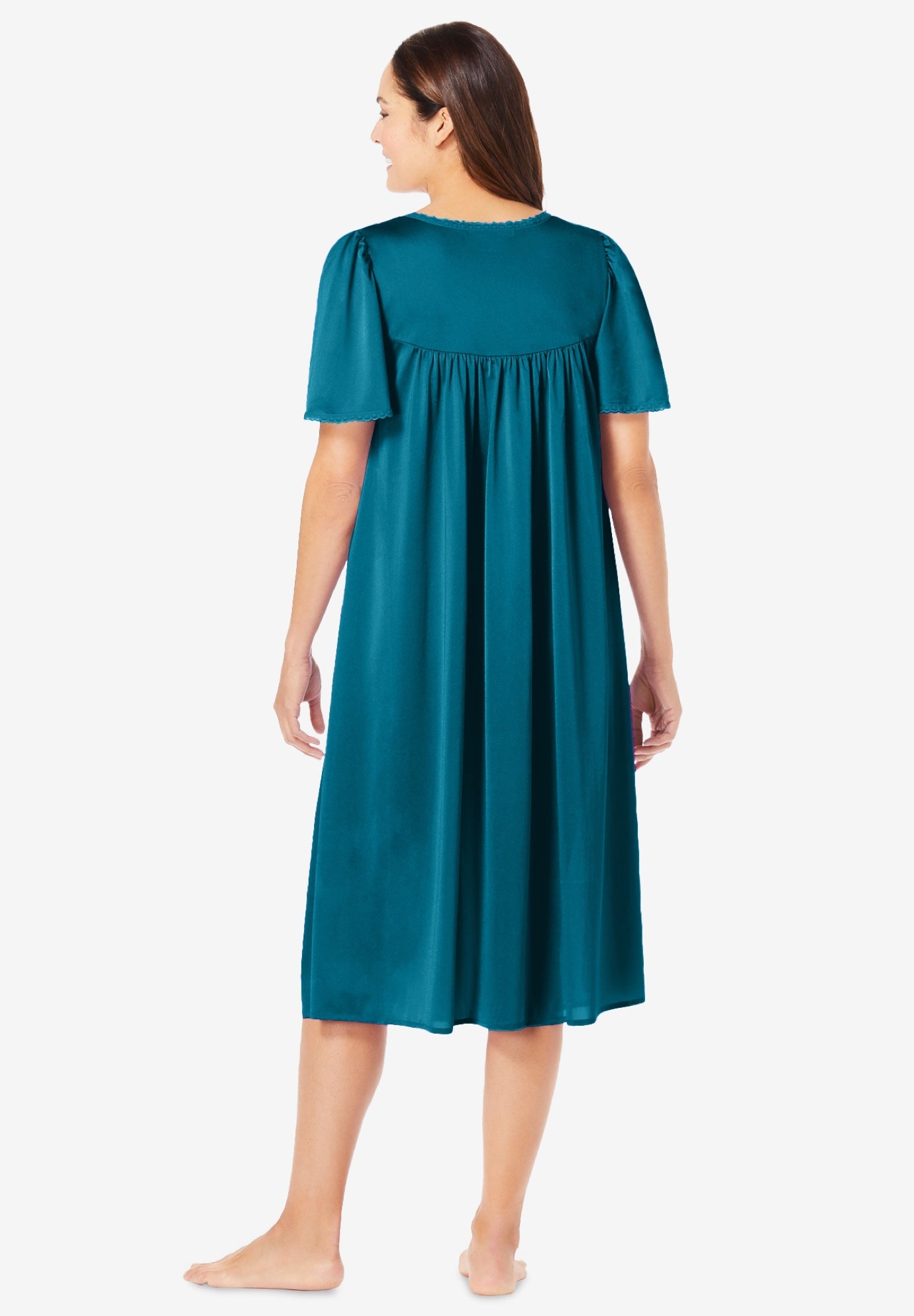 Short Silky Lace-Trim Gown image number 1