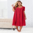 Short Silky Lace-Trim Gown image number 0