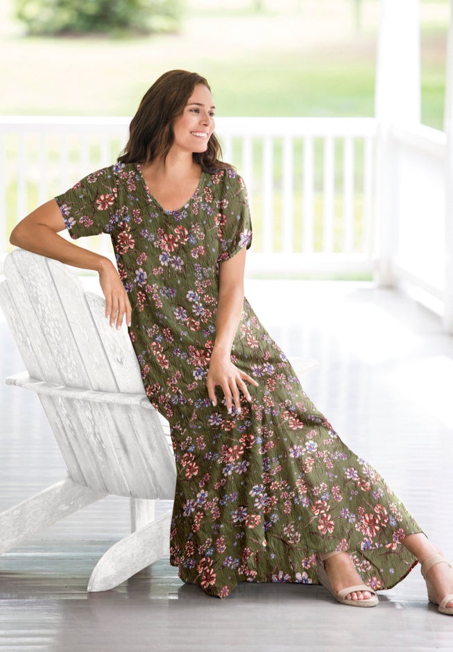 Short-Sleeve Crinkle Dress image number 4