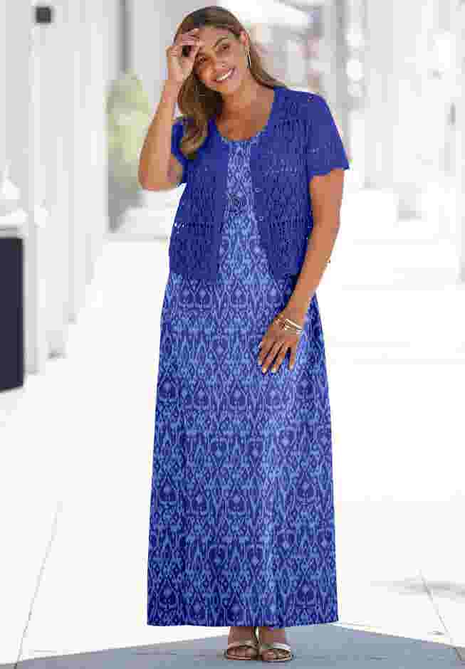 Stretch Cotton Tank Maxi Dress image number 1
