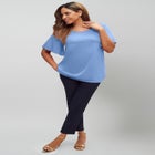 Stretch Knit Flutter Sleeve Tunic image number null