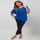 Stretch Knit Flutter Sleeve Tunic image number null