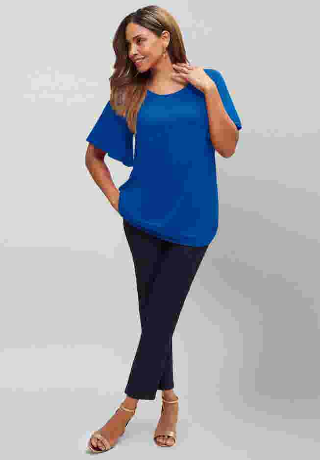 Stretch Knit Flutter Sleeve Tunic image number 3