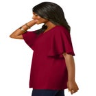 Stretch Knit Flutter Sleeve Tunic image number null