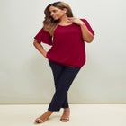 Stretch Knit Flutter Sleeve Tunic image number null