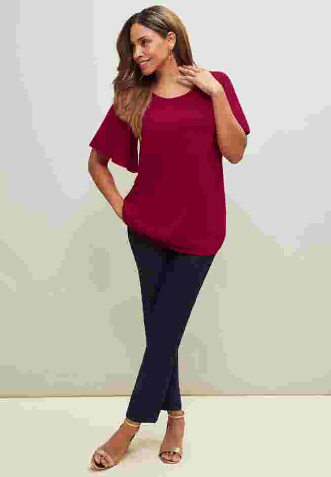 Stretch Knit Flutter Sleeve Tunic image number 3