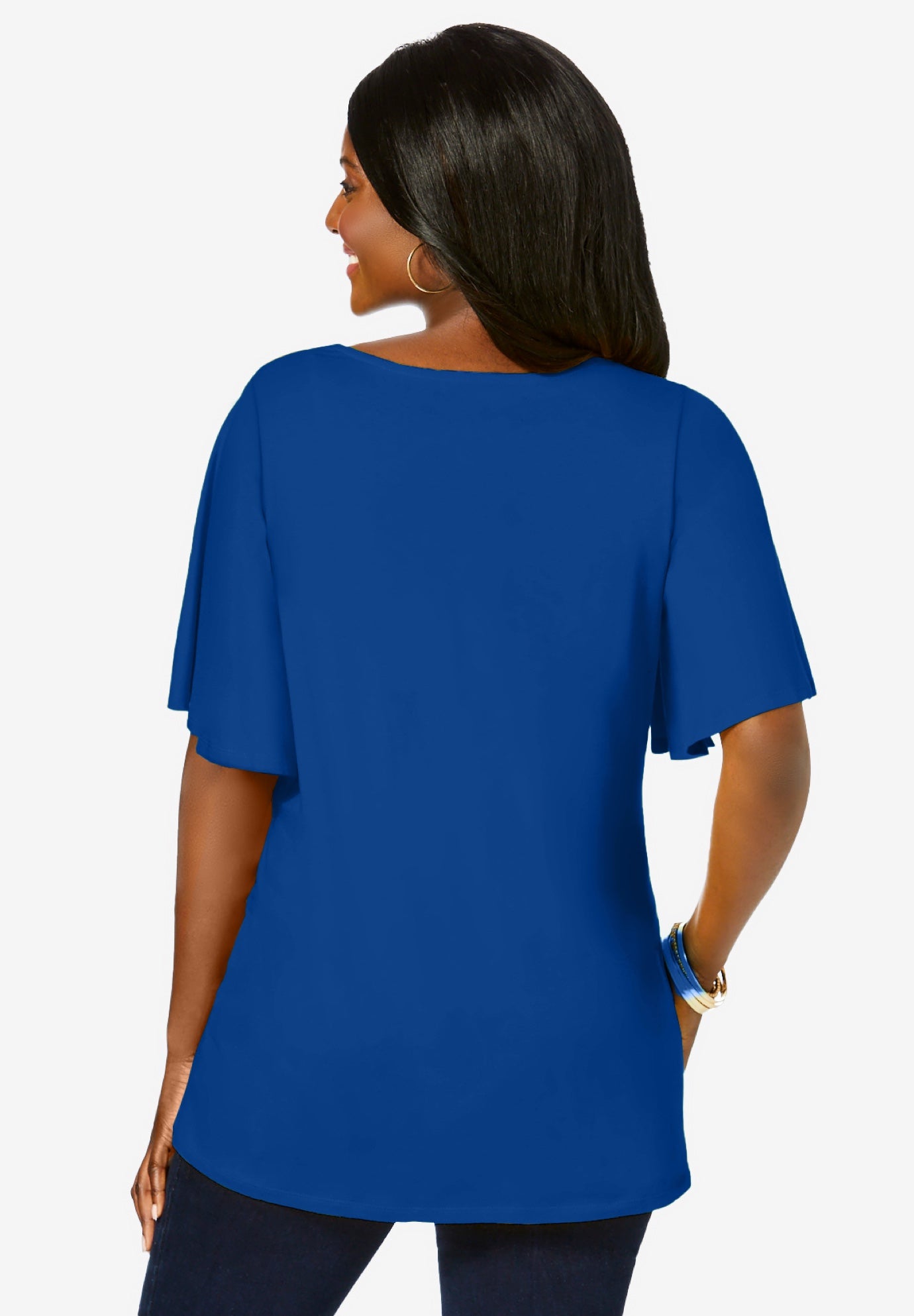 Stretch Knit Flutter Sleeve Tunic image number 2