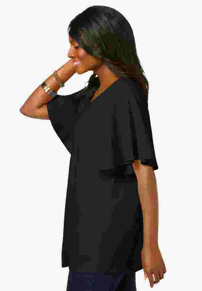 Stretch Knit Flutter Sleeve Tunic image number 1