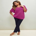 Stretch Knit Flutter Sleeve Tunic image number null