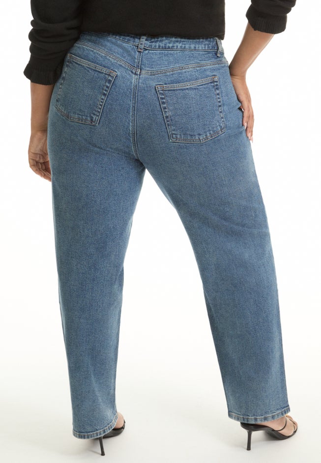Curvie-Fit High-Rise Straight-Leg Stretch Jeans image number null
