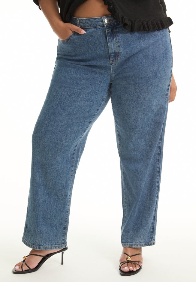 Curvie-Fit High-Rise Straight-Leg Stretch Jeans image number null