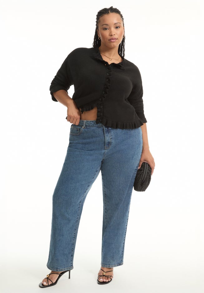 Curvie-Fit High-Rise Straight-Leg Stretch Jeans image number null