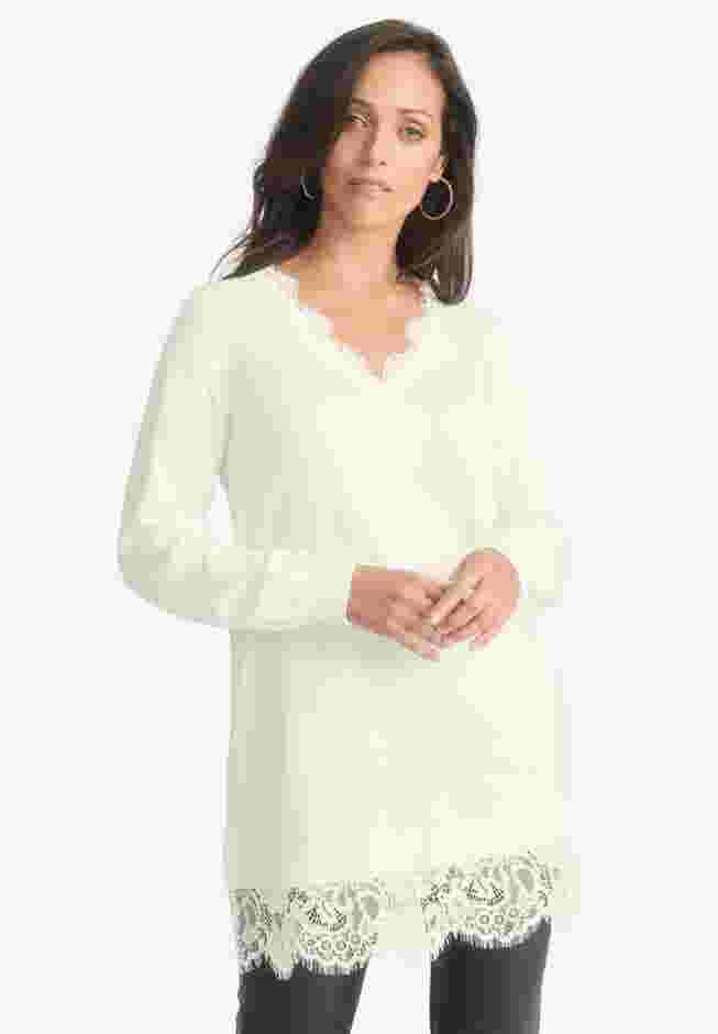 Lace Trim Pullover Sweater image number 0