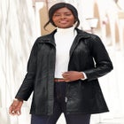 A-Line Zip Front Leather Jacket image number null