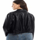 Cropped Faux Leather Moto Jacket image number null