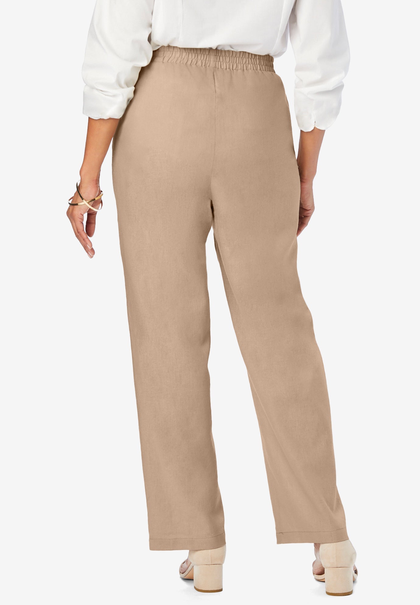 Lightweight Linen-Blend Straight-Leg Pants image number 1
