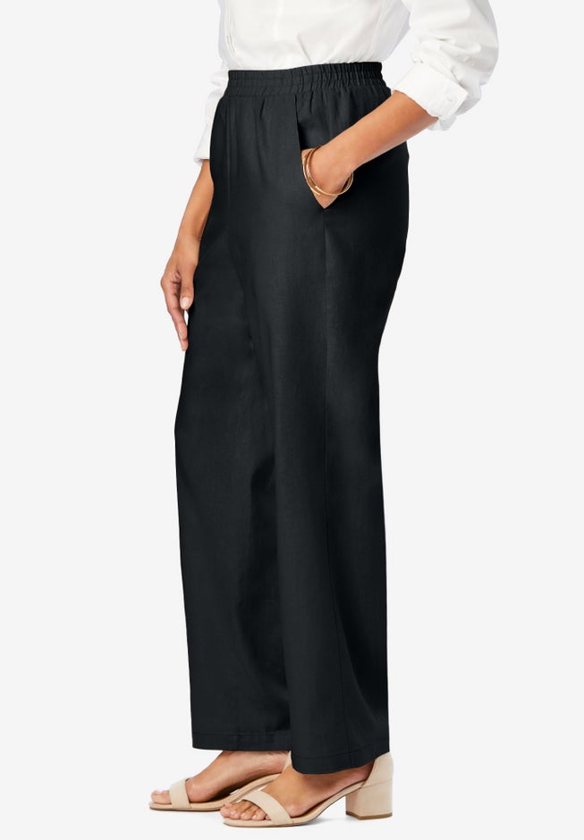 Lightweight Linen-Blend Straight-Leg Pants image number 2