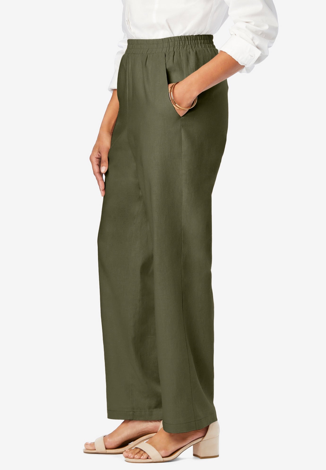 Lightweight Linen-Blend Straight-Leg Pants image number 3