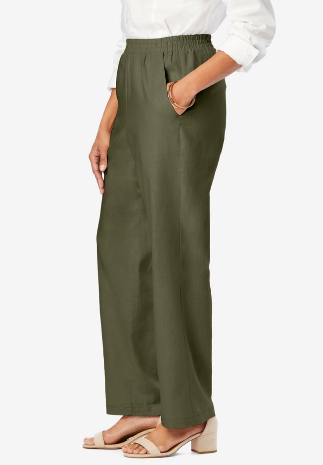 Lightweight Linen-Blend Straight-Leg Pants image number 3