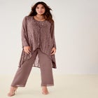 Plus Size Beaded Georgette Scoop Neck 3-Piece Pant Set image number 7