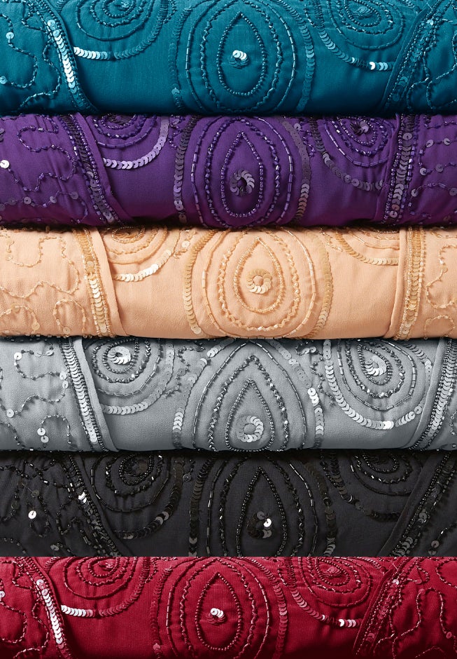 Plus Size Beaded Georgette 3-piece Pant Set &ndash; Formal Wear image number 6