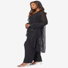 Plus Size Beaded Georgette 3-piece Pant Set &ndash; Formal Wear image number null