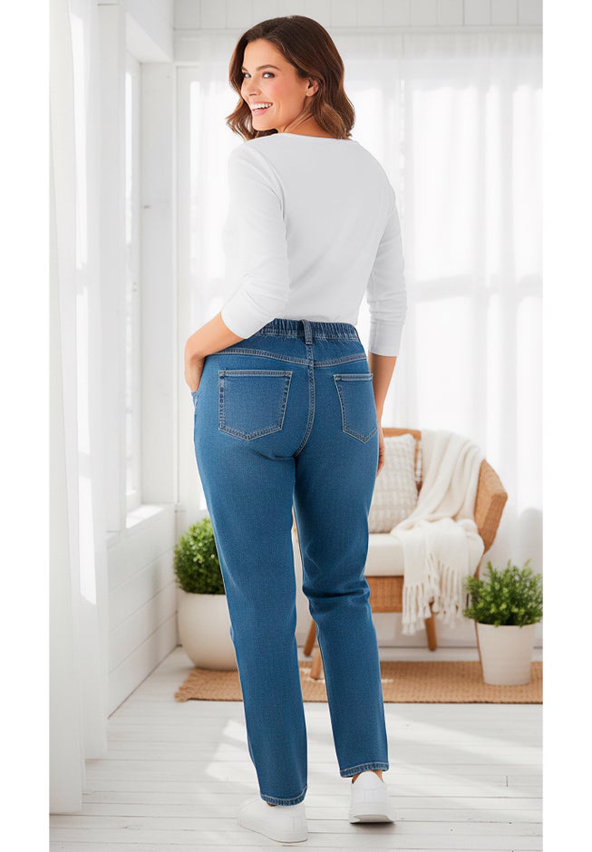 Perfect All-Cotton Back-Elastic Denim Jeans image number 2