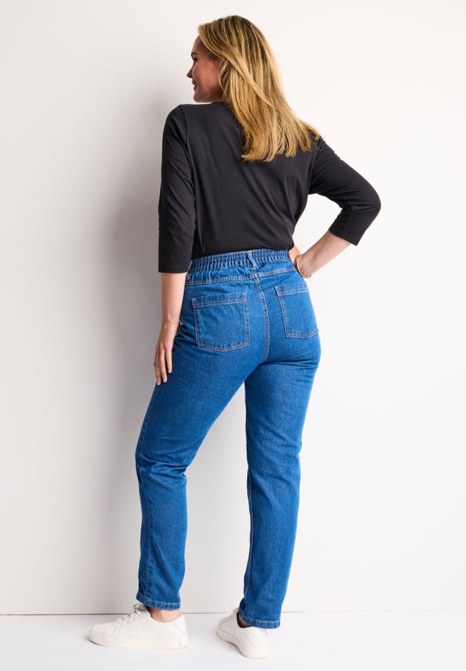 Perfect All-Cotton Back-Elastic Denim Jeans image number 5