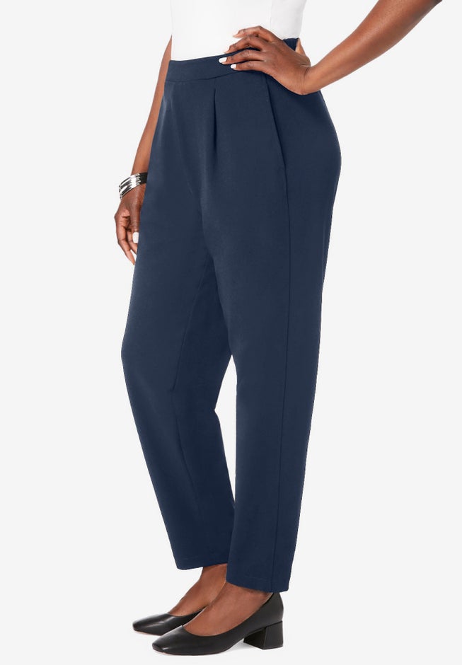 Stretch Knit Crepe Straight Leg Pants image number 1