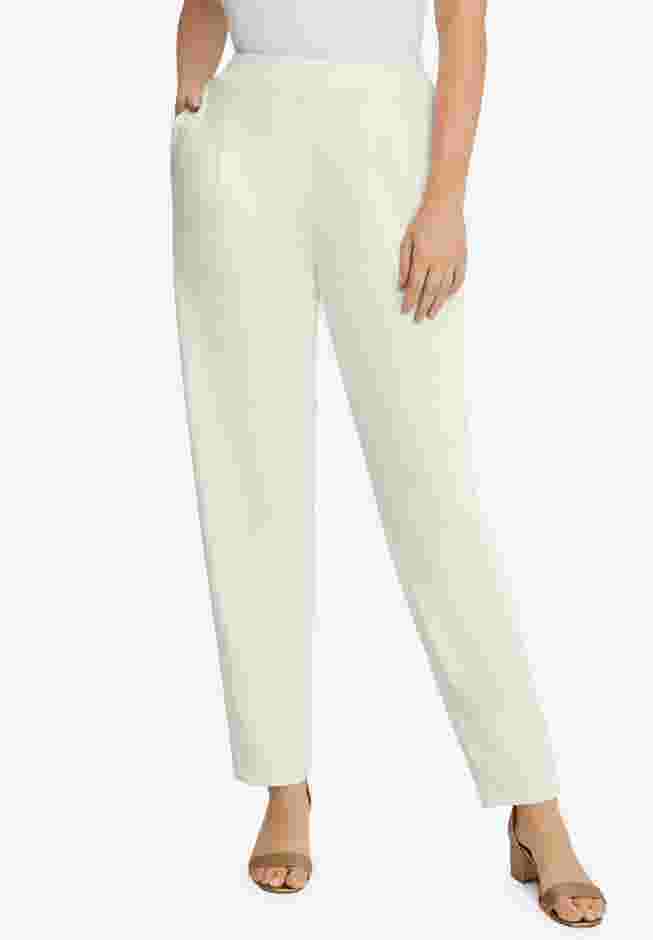 Stretch Knit Crepe Straight Leg Pants image number 0