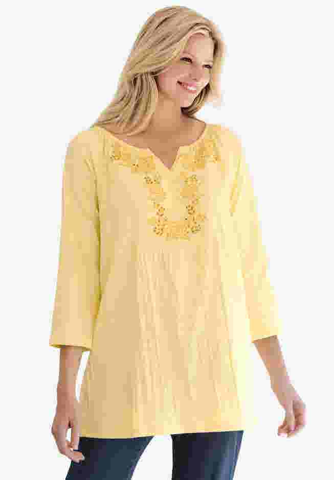 Embroidered Crinkle Tunic image number 0