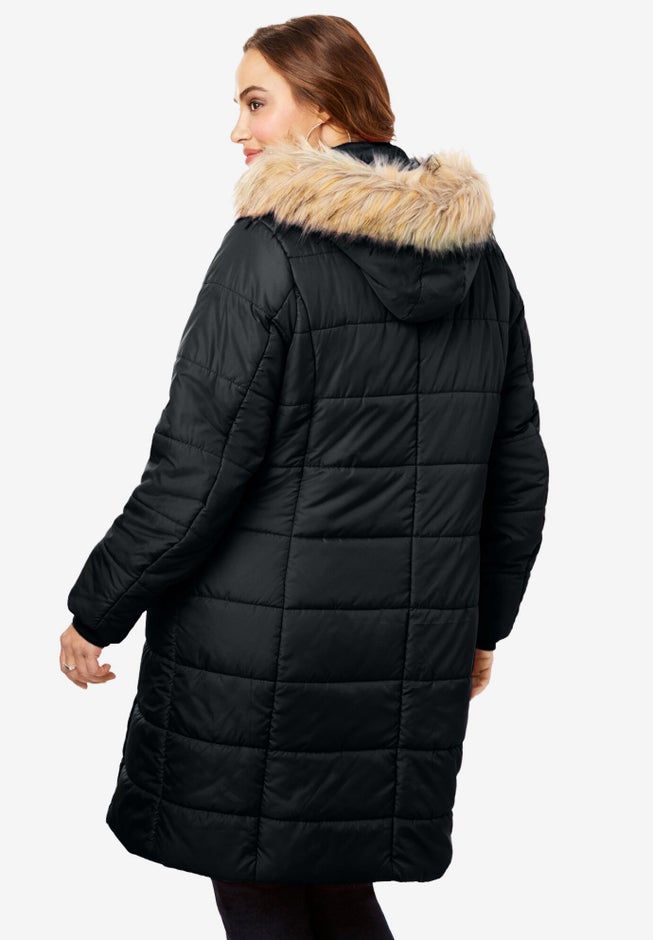 Plus Size Knee Length Puffer Coat image number 1