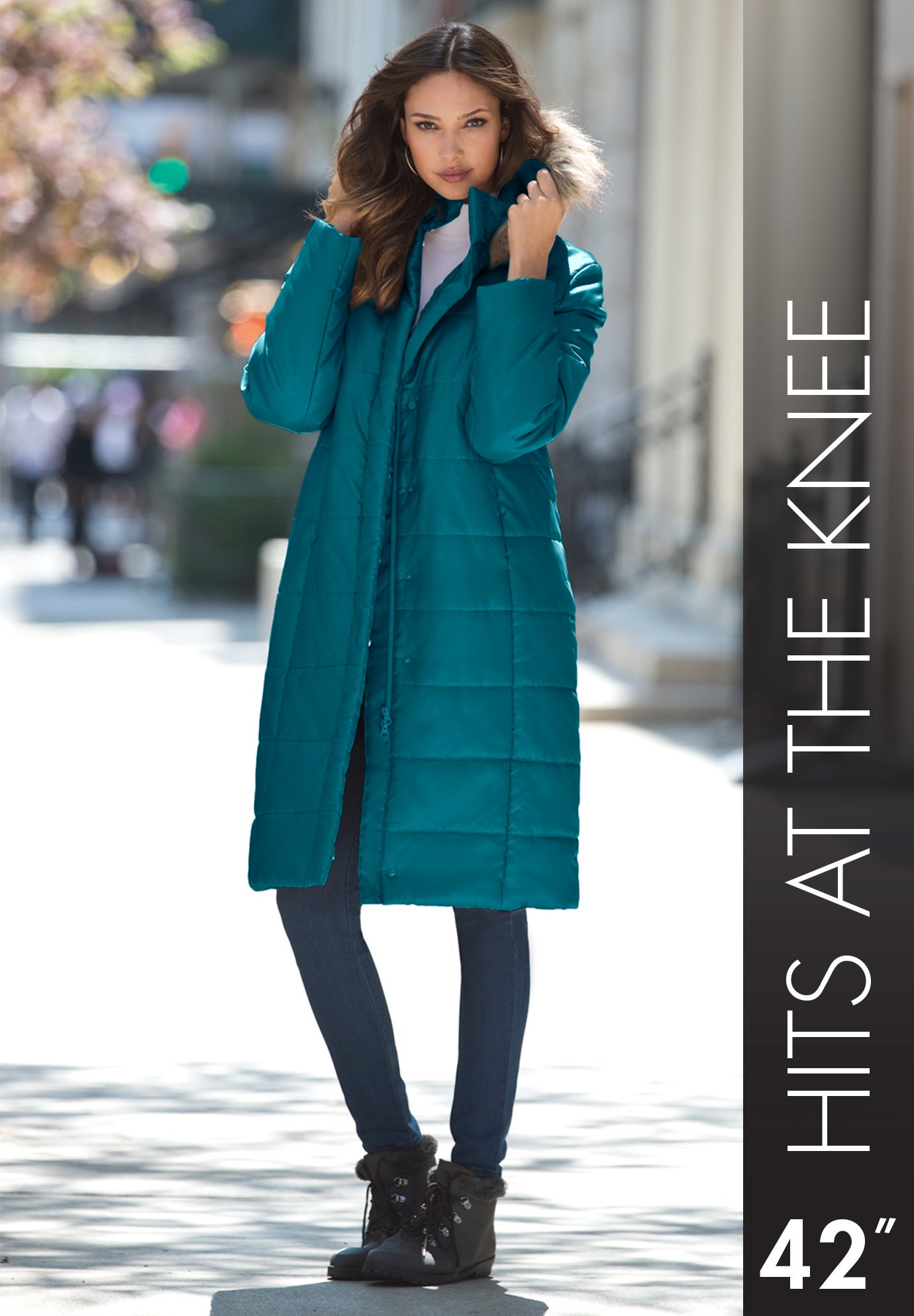 Plus Size Knee Length Puffer Coat image number 2