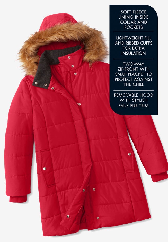 Plus Size Knee Length Puffer Coat image number 3