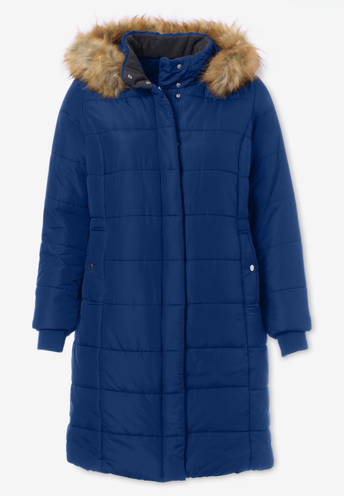 Plus Size Knee Length Puffer Coat image number 4