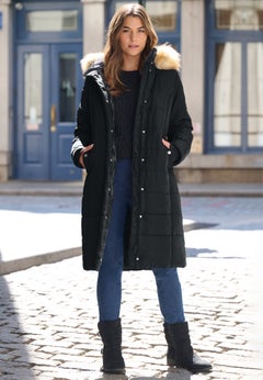 Plus Size Knee Length Puffer Coat