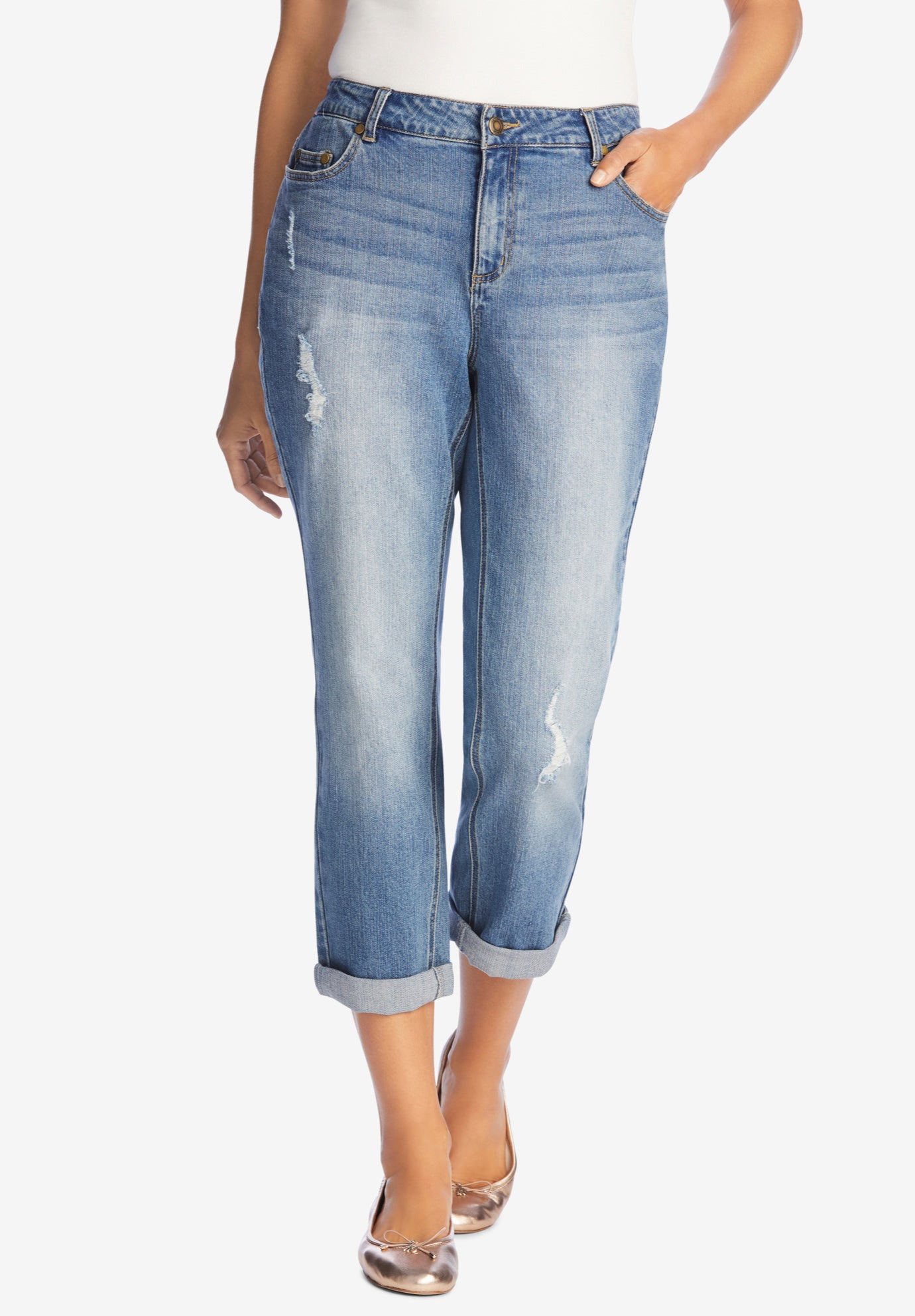 Stretch Denim Five-Pocket Girlfriend Jeans image number 0
