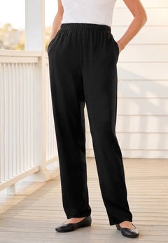 7-Day Straight-Leg Elastic-Waist Stretchy Knit Pant