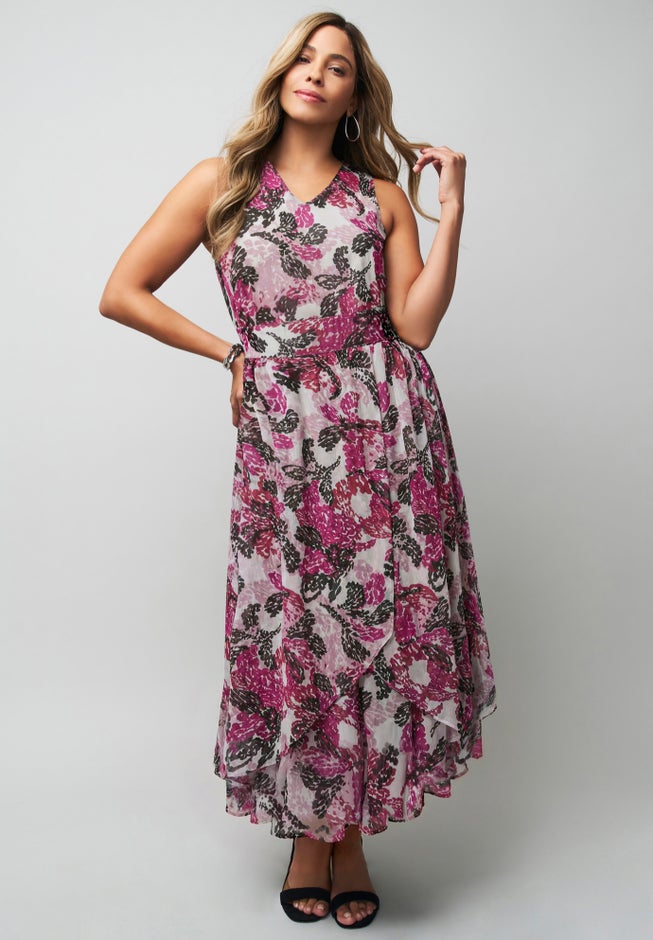 Jessica London Georgette Flyaway Maxi Dress - 20 W, Pink Sketched Petals Jessica London Georgette Flyaway Maxi Dress - 20 W, Pink Sketched Petals